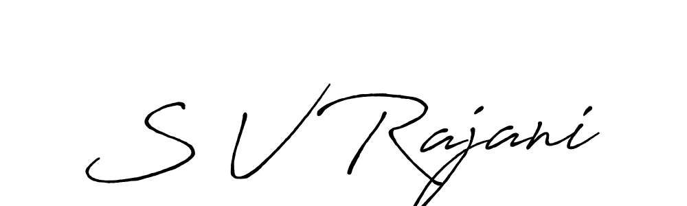 Use a signature maker to create a handwritten signature online. With this signature software, you can design (Antro_Vectra_Bolder) your own signature for name S V Rajani. S V Rajani signature style 7 images and pictures png