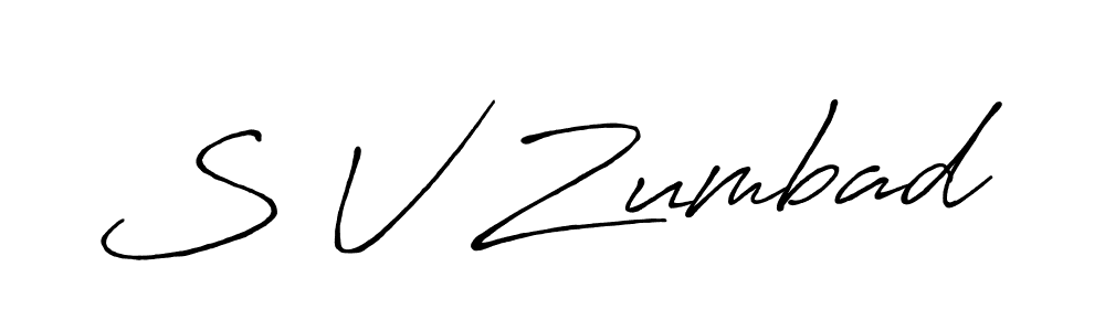 The best way (Antro_Vectra_Bolder) to make a short signature is to pick only two or three words in your name. The name S V Zumbad include a total of six letters. For converting this name. S V Zumbad signature style 7 images and pictures png