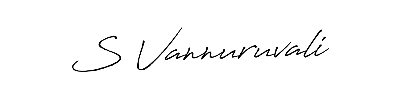 S Vannuruvali stylish signature style. Best Handwritten Sign (Antro_Vectra_Bolder) for my name. Handwritten Signature Collection Ideas for my name S Vannuruvali. S Vannuruvali signature style 7 images and pictures png