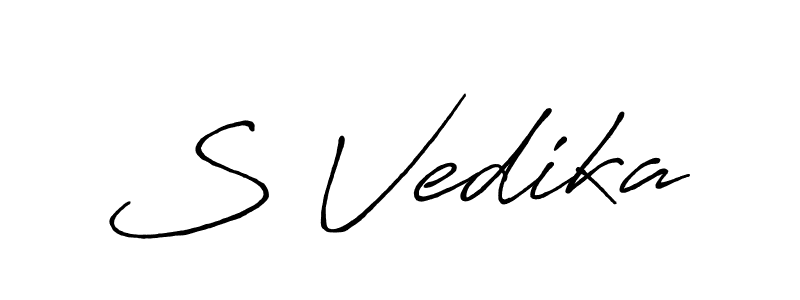 if you are searching for the best signature style for your name S Vedika. so please give up your signature search. here we have designed multiple signature styles  using Antro_Vectra_Bolder. S Vedika signature style 7 images and pictures png