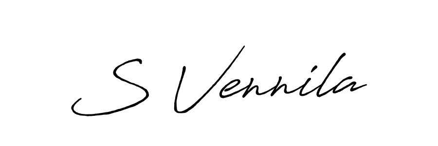 The best way (Antro_Vectra_Bolder) to make a short signature is to pick only two or three words in your name. The name S Vennila include a total of six letters. For converting this name. S Vennila signature style 7 images and pictures png