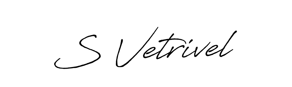The best way (Antro_Vectra_Bolder) to make a short signature is to pick only two or three words in your name. The name S Vetrivel include a total of six letters. For converting this name. S Vetrivel signature style 7 images and pictures png