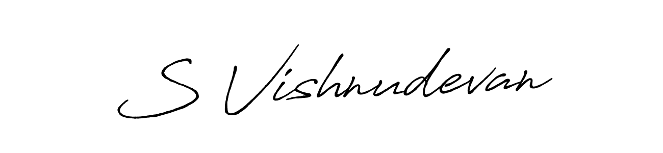 Use a signature maker to create a handwritten signature online. With this signature software, you can design (Antro_Vectra_Bolder) your own signature for name S Vishnudevan. S Vishnudevan signature style 7 images and pictures png