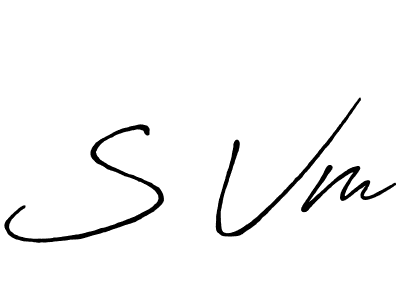 Similarly Antro_Vectra_Bolder is the best handwritten signature design. Signature creator online .You can use it as an online autograph creator for name S Vm. S Vm signature style 7 images and pictures png