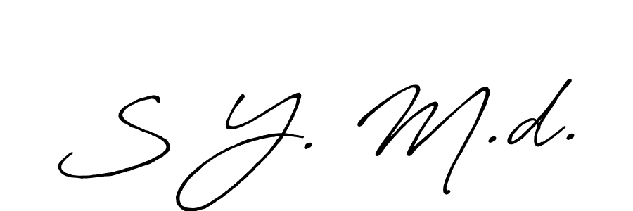 The best way (Antro_Vectra_Bolder) to make a short signature is to pick only two or three words in your name. The name S Y. M.d. include a total of six letters. For converting this name. S Y. M.d. signature style 7 images and pictures png