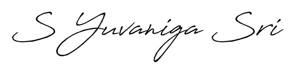 The Antro_Vectra_Bolder handwriting style adds charm and authenticity to name S Yuvaniga Sri. A wonderful choice for personal thank-you notes. S Yuvaniga Sri signature style 7 images and pictures png