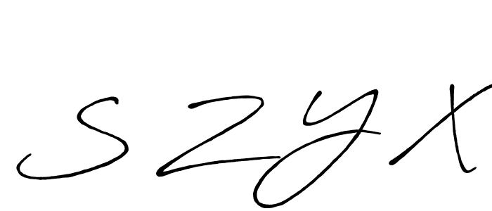 S Z Y X stylish signature style. Best Handwritten Sign (Antro_Vectra_Bolder) for my name. Handwritten Signature Collection Ideas for my name S Z Y X. S Z Y X signature style 7 images and pictures png