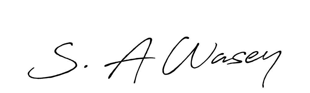 if you are searching for the best signature style for your name S. A Wasey. so please give up your signature search. here we have designed multiple signature styles  using Antro_Vectra_Bolder. S. A Wasey signature style 7 images and pictures png