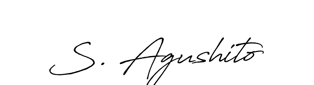 The best way (Antro_Vectra_Bolder) to make a short signature is to pick only two or three words in your name. The name S. Agushito include a total of six letters. For converting this name. S. Agushito signature style 7 images and pictures png