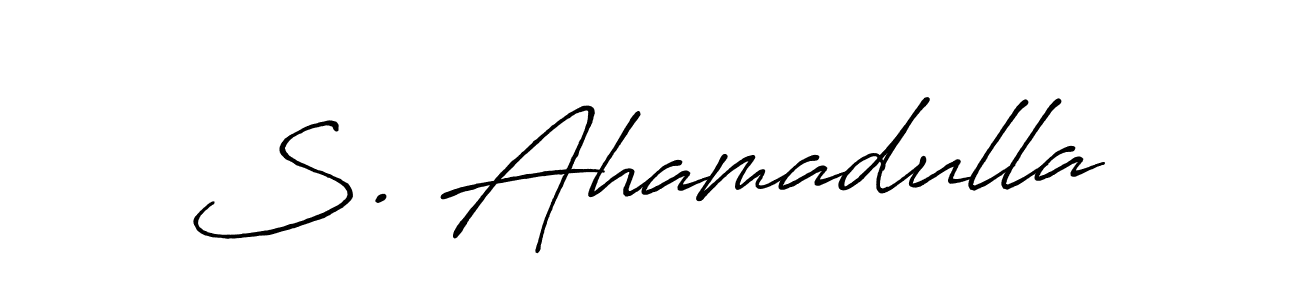 The best way (Antro_Vectra_Bolder) to make a short signature is to pick only two or three words in your name. The name S. Ahamadulla include a total of six letters. For converting this name. S. Ahamadulla signature style 7 images and pictures png