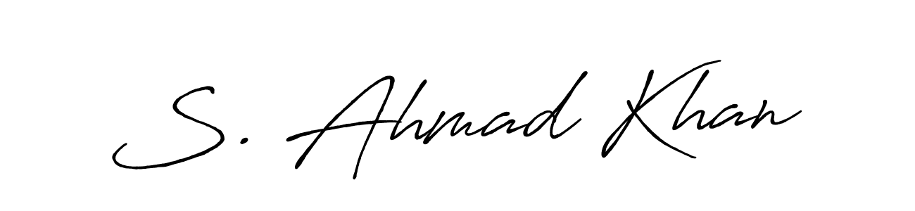 The best way (Antro_Vectra_Bolder) to make a short signature is to pick only two or three words in your name. The name S. Ahmad Khan include a total of six letters. For converting this name. S. Ahmad Khan signature style 7 images and pictures png