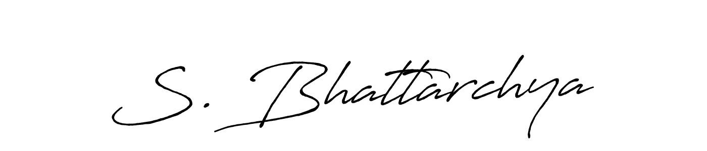 The best way (Antro_Vectra_Bolder) to make a short signature is to pick only two or three words in your name. The name S. Bhattarchya include a total of six letters. For converting this name. S. Bhattarchya signature style 7 images and pictures png