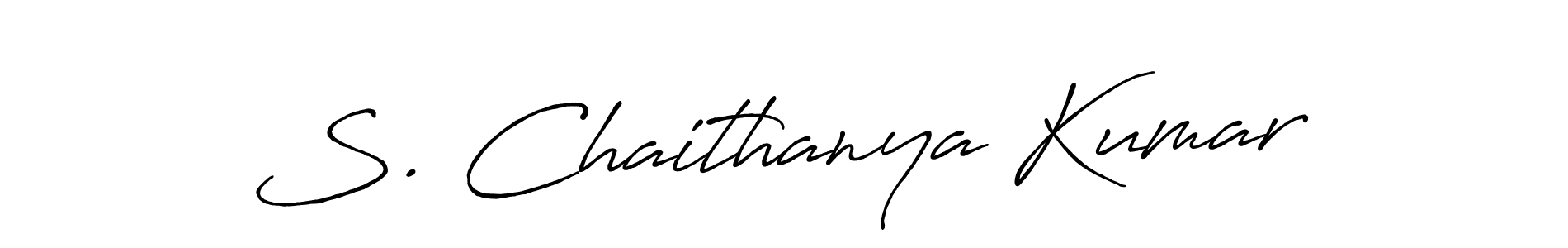 The best way (Antro_Vectra_Bolder) to make a short signature is to pick only two or three words in your name. The name S. Chaithanya Kumar include a total of six letters. For converting this name. S. Chaithanya Kumar signature style 7 images and pictures png