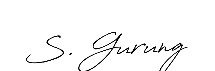 Antro_Vectra_Bolder is a professional signature style that is perfect for those who want to add a touch of class to their signature. It is also a great choice for those who want to make their signature more unique. Get S. Gurung name to fancy signature for free. S. Gurung signature style 7 images and pictures png