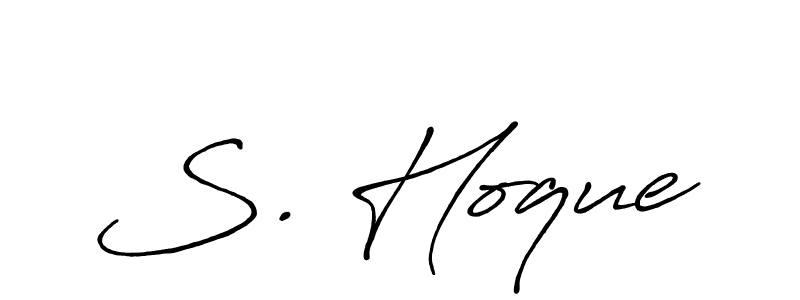 The best way (Antro_Vectra_Bolder) to make a short signature is to pick only two or three words in your name. The name S. Hoque include a total of six letters. For converting this name. S. Hoque signature style 7 images and pictures png