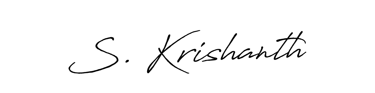 The best way (Antro_Vectra_Bolder) to make a short signature is to pick only two or three words in your name. The name S. Krishanth include a total of six letters. For converting this name. S. Krishanth signature style 7 images and pictures png