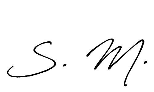 The best way (Antro_Vectra_Bolder) to make a short signature is to pick only two or three words in your name. The name S. M. include a total of six letters. For converting this name. S. M. signature style 7 images and pictures png