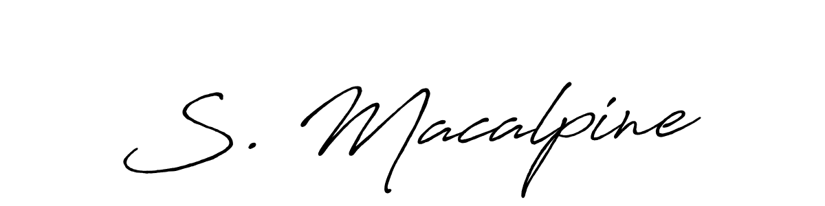 The best way (Antro_Vectra_Bolder) to make a short signature is to pick only two or three words in your name. The name S. Macalpine include a total of six letters. For converting this name. S. Macalpine signature style 7 images and pictures png