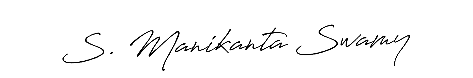 How to make S. Manikanta Swamy name signature. Use Antro_Vectra_Bolder style for creating short signs online. This is the latest handwritten sign. S. Manikanta Swamy signature style 7 images and pictures png