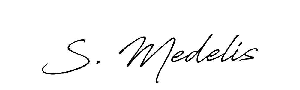 Also You can easily find your signature by using the search form. We will create S. Medelis name handwritten signature images for you free of cost using Antro_Vectra_Bolder sign style. S. Medelis signature style 7 images and pictures png