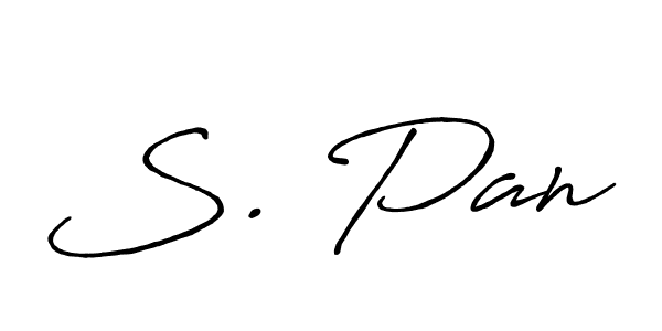 The best way (Antro_Vectra_Bolder) to make a short signature is to pick only two or three words in your name. The name S. Pan include a total of six letters. For converting this name. S. Pan signature style 7 images and pictures png