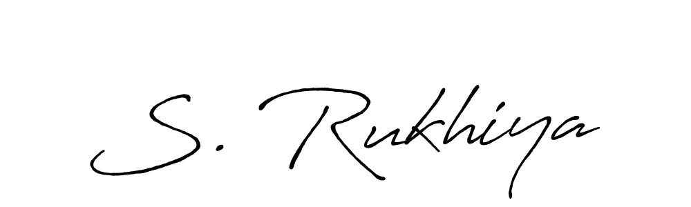 if you are searching for the best signature style for your name S. Rukhiya. so please give up your signature search. here we have designed multiple signature styles  using Antro_Vectra_Bolder. S. Rukhiya signature style 7 images and pictures png