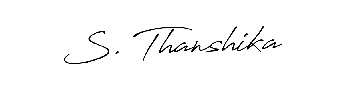 if you are searching for the best signature style for your name S. Thanshika. so please give up your signature search. here we have designed multiple signature styles  using Antro_Vectra_Bolder. S. Thanshika signature style 7 images and pictures png