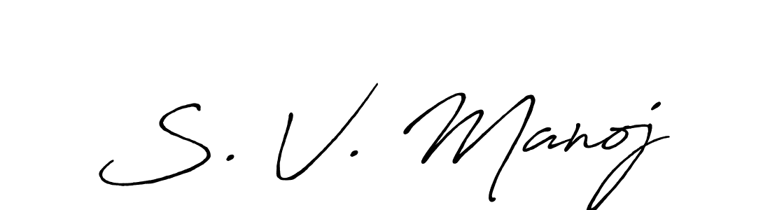 This is the best signature style for the S. V. Manoj name. Also you like these signature font (Antro_Vectra_Bolder). Mix name signature. S. V. Manoj signature style 7 images and pictures png