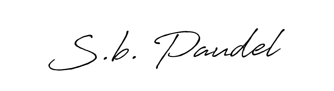 Use a signature maker to create a handwritten signature online. With this signature software, you can design (Antro_Vectra_Bolder) your own signature for name S.b. Paudel. S.b. Paudel signature style 7 images and pictures png