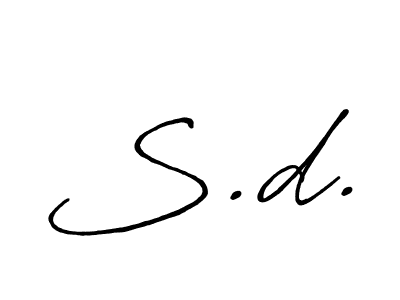 Make a beautiful signature design for name S.d.. With this signature (Antro_Vectra_Bolder) style, you can create a handwritten signature for free. S.d. signature style 7 images and pictures png