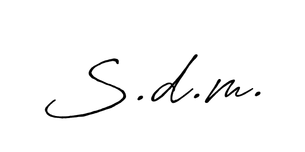 Create a beautiful signature design for name S.d.m.. With this signature (Antro_Vectra_Bolder) fonts, you can make a handwritten signature for free. S.d.m. signature style 7 images and pictures png