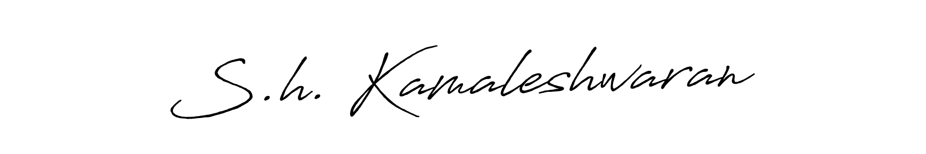 The best way (Antro_Vectra_Bolder) to make a short signature is to pick only two or three words in your name. The name S.h. Kamaleshwaran include a total of six letters. For converting this name. S.h. Kamaleshwaran signature style 7 images and pictures png