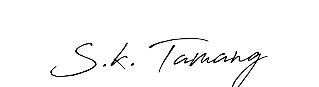 Make a beautiful signature design for name S.k. Tamang. With this signature (Antro_Vectra_Bolder) style, you can create a handwritten signature for free. S.k. Tamang signature style 7 images and pictures png