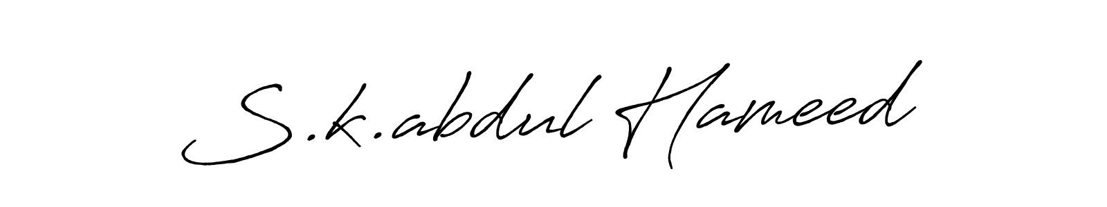 Create a beautiful signature design for name S.k.abdul Hameed. With this signature (Antro_Vectra_Bolder) fonts, you can make a handwritten signature for free. S.k.abdul Hameed signature style 7 images and pictures png