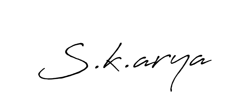 Use a signature maker to create a handwritten signature online. With this signature software, you can design (Antro_Vectra_Bolder) your own signature for name S.k.arya. S.k.arya signature style 7 images and pictures png