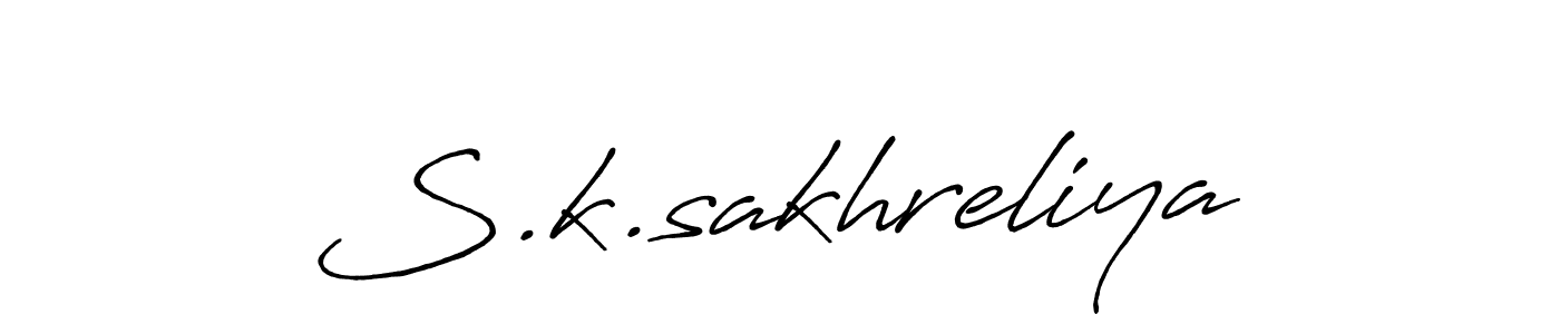 Design your own signature with our free online signature maker. With this signature software, you can create a handwritten (Antro_Vectra_Bolder) signature for name S.k.sakhreliya. S.k.sakhreliya signature style 7 images and pictures png