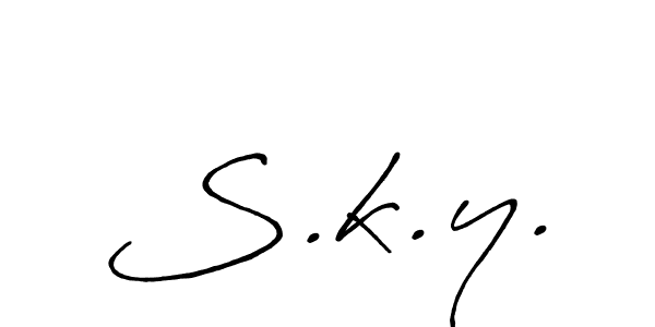 How to make S.k.y. name signature. Use Antro_Vectra_Bolder style for creating short signs online. This is the latest handwritten sign. S.k.y. signature style 7 images and pictures png