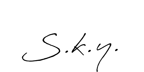 How to make S.k.y. signature? Antro_Vectra_Bolder is a professional autograph style. Create handwritten signature for S.k.y. name. S.k.y. signature style 7 images and pictures png