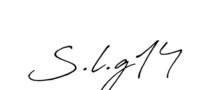 Make a beautiful signature design for name S.l.g14. With this signature (Antro_Vectra_Bolder) style, you can create a handwritten signature for free. S.l.g14 signature style 7 images and pictures png