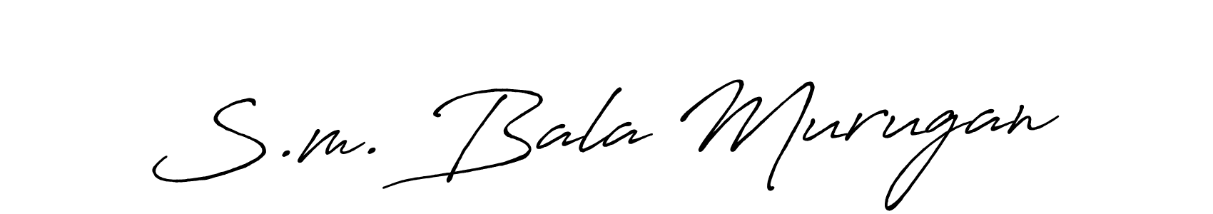 How to make S.m. Bala Murugan name signature. Use Antro_Vectra_Bolder style for creating short signs online. This is the latest handwritten sign. S.m. Bala Murugan signature style 7 images and pictures png