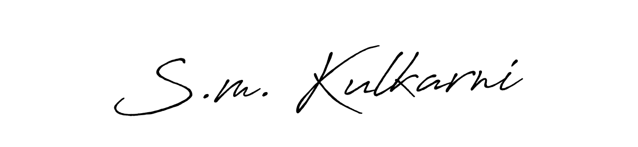 The best way (Antro_Vectra_Bolder) to make a short signature is to pick only two or three words in your name. The name S.m. Kulkarni include a total of six letters. For converting this name. S.m. Kulkarni signature style 7 images and pictures png