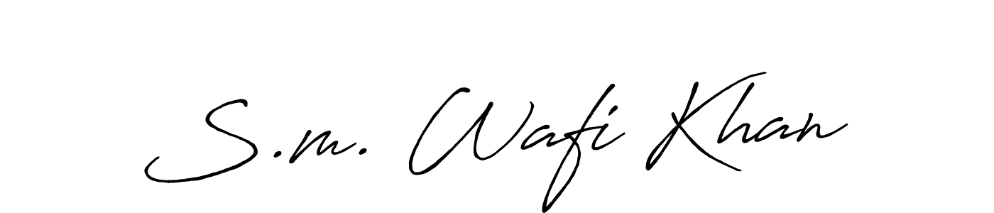 Make a beautiful signature design for name S.m. Wafi Khan. With this signature (Antro_Vectra_Bolder) style, you can create a handwritten signature for free. S.m. Wafi Khan signature style 7 images and pictures png