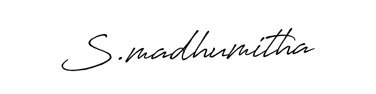 How to make S.madhumitha name signature. Use Antro_Vectra_Bolder style for creating short signs online. This is the latest handwritten sign. S.madhumitha signature style 7 images and pictures png