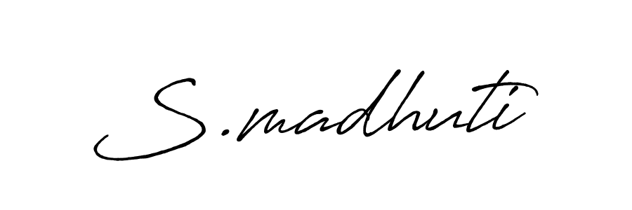 How to make S.madhuti name signature. Use Antro_Vectra_Bolder style for creating short signs online. This is the latest handwritten sign. S.madhuti signature style 7 images and pictures png