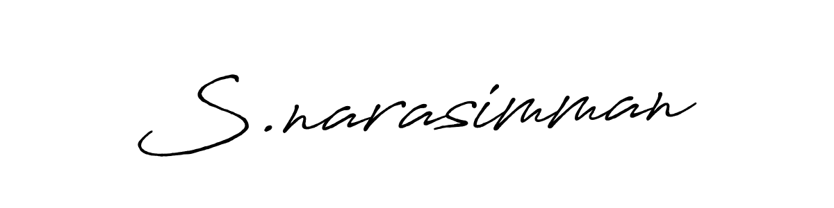 Make a beautiful signature design for name S.narasimman. With this signature (Antro_Vectra_Bolder) style, you can create a handwritten signature for free. S.narasimman signature style 7 images and pictures png