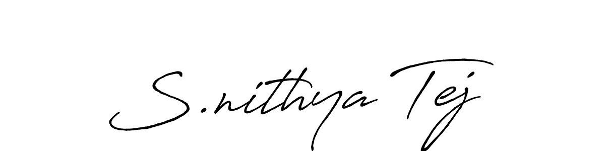 Also You can easily find your signature by using the search form. We will create S.nithya Tej name handwritten signature images for you free of cost using Antro_Vectra_Bolder sign style. S.nithya Tej signature style 7 images and pictures png