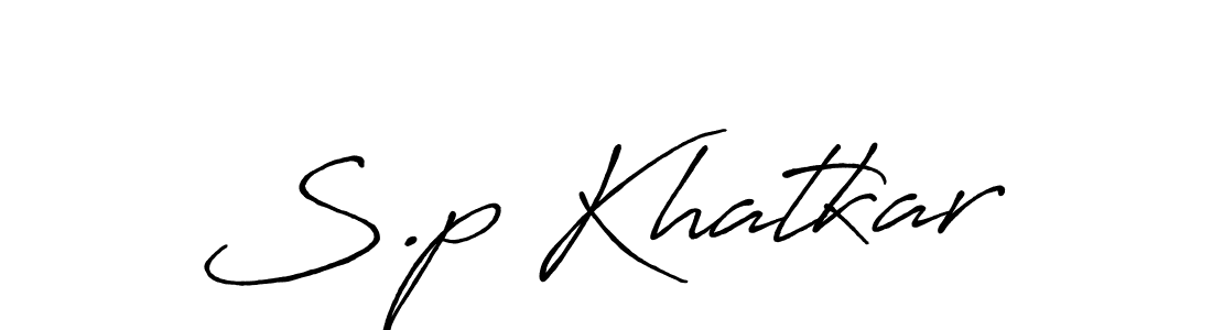 Make a beautiful signature design for name S.p Khatkar. With this signature (Antro_Vectra_Bolder) style, you can create a handwritten signature for free. S.p Khatkar signature style 7 images and pictures png