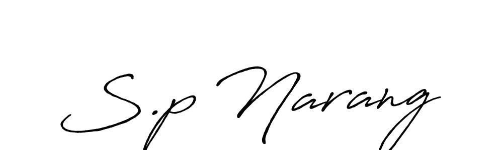 The best way (Antro_Vectra_Bolder) to make a short signature is to pick only two or three words in your name. The name S.p Narang include a total of six letters. For converting this name. S.p Narang signature style 7 images and pictures png