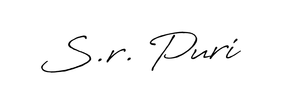 Create a beautiful signature design for name S.r. Puri. With this signature (Antro_Vectra_Bolder) fonts, you can make a handwritten signature for free. S.r. Puri signature style 7 images and pictures png