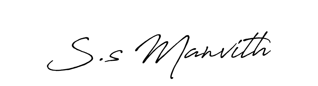 The best way (Antro_Vectra_Bolder) to make a short signature is to pick only two or three words in your name. The name S.s Manvith include a total of six letters. For converting this name. S.s Manvith signature style 7 images and pictures png